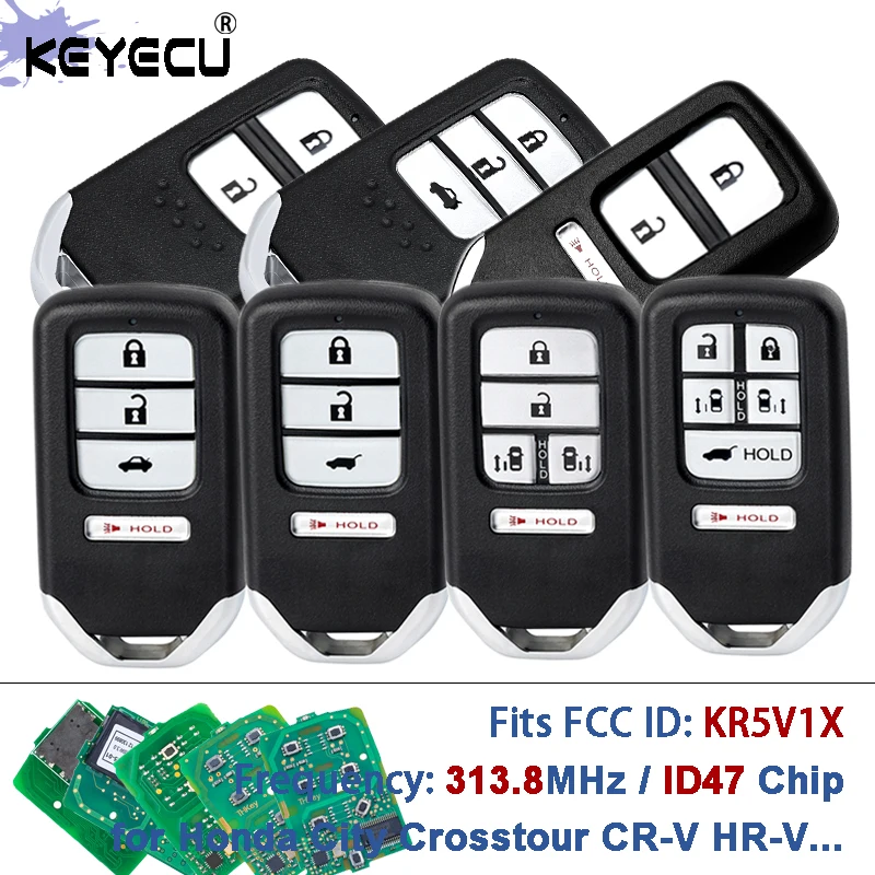 

KEYECU 313,8 МГц ID47 Чип FCC ID: KR5V1X Умный дистанционный брелок для Honda City Crosstour CR-V HR-V Fit Odyssey Jazz Shuttle Vezel