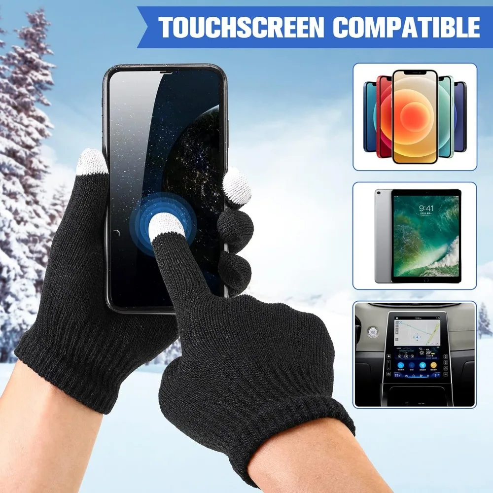 Yahenda 80 زوجًا من قفازات الشتاء 6 ألوان قفازات لمس دافئة قفازات متماسكة قابلة للتمدد مستلزمات التبرع الخيرية المسيحية #4