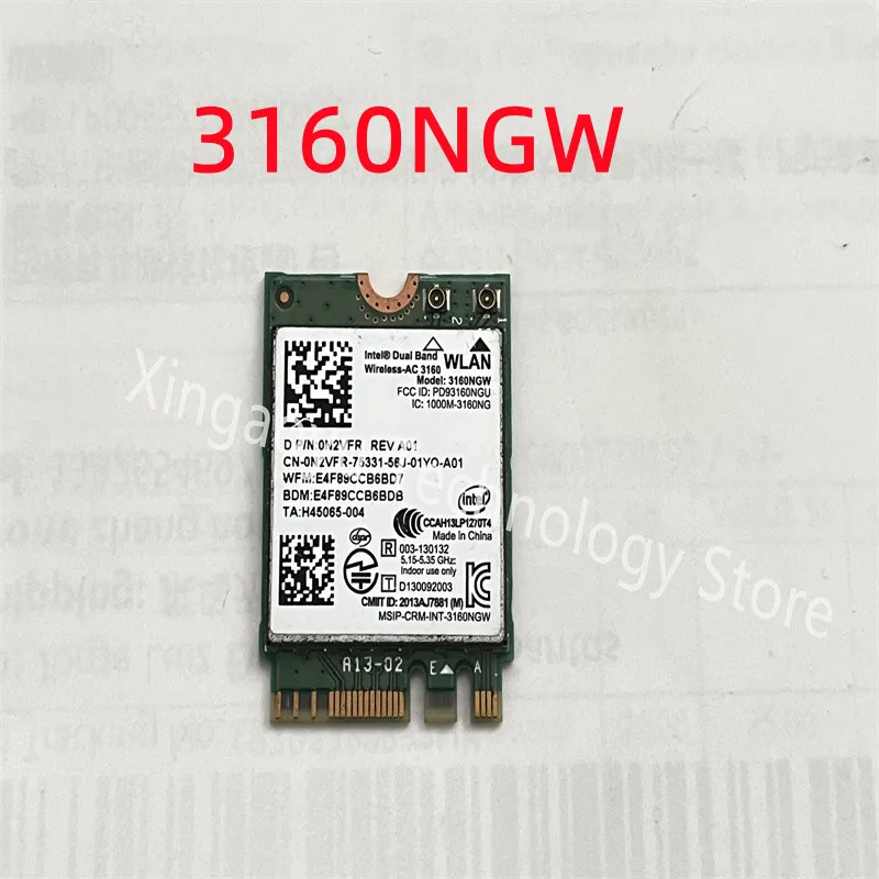 Original FOR DELL Int Dual Band Wireless-AC 3160 3160NGW 802.11 ac/a/b/g/n + Bluetooth 4.0 M.2 WiFi Card, D P/N: 0N2VFR N2VFR