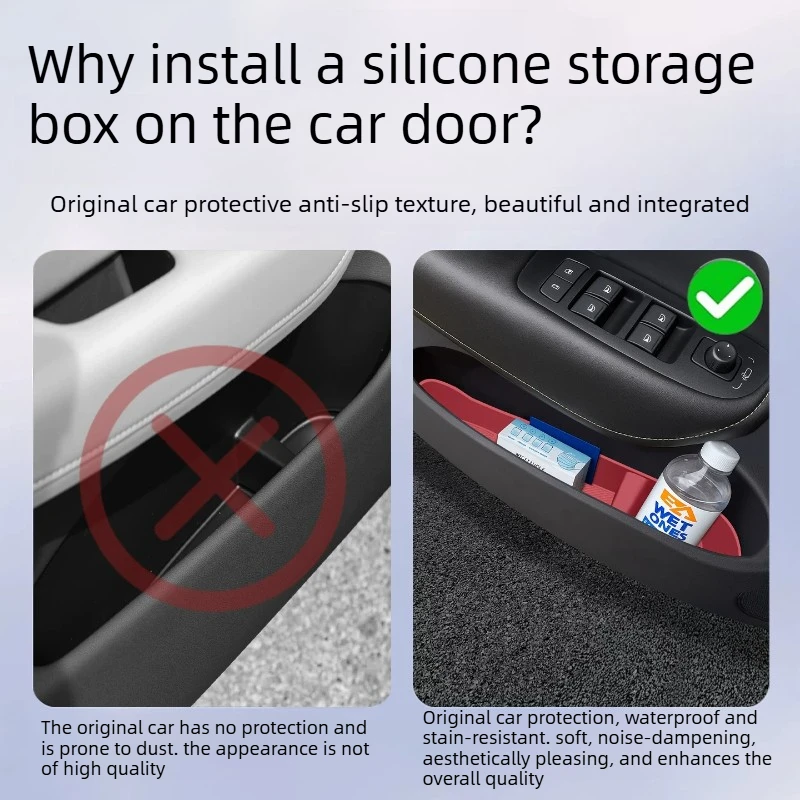 For Volvo XC60/S60/V60 2022-2025 Door Handle Storage Box Door Slot Silicone Storage Box Car Utility Parts Interior Accessories