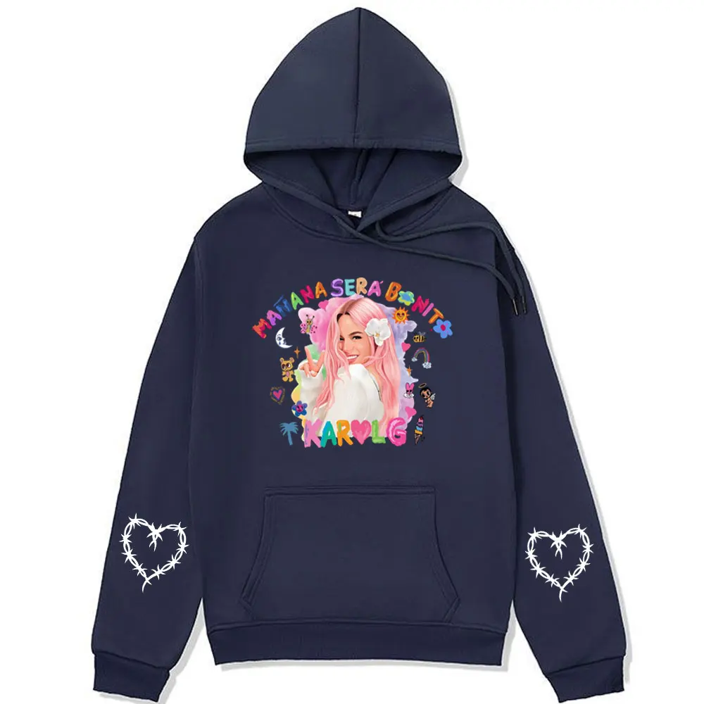 Singer Karol G Manana Sera Bichota Print Hoodie Men's Women's Winter Fashion Long Sleeve Sweatshirts Oversized Streetwear Hoody