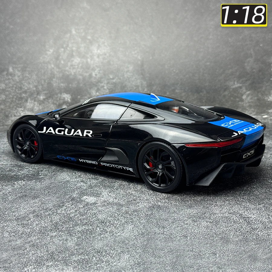 ジャガー-ブラックメタリックカーモデルC-X75 cx75,ライトブルーストライプ,限定スケール,2013スケール,限定スケール,新品,1/18