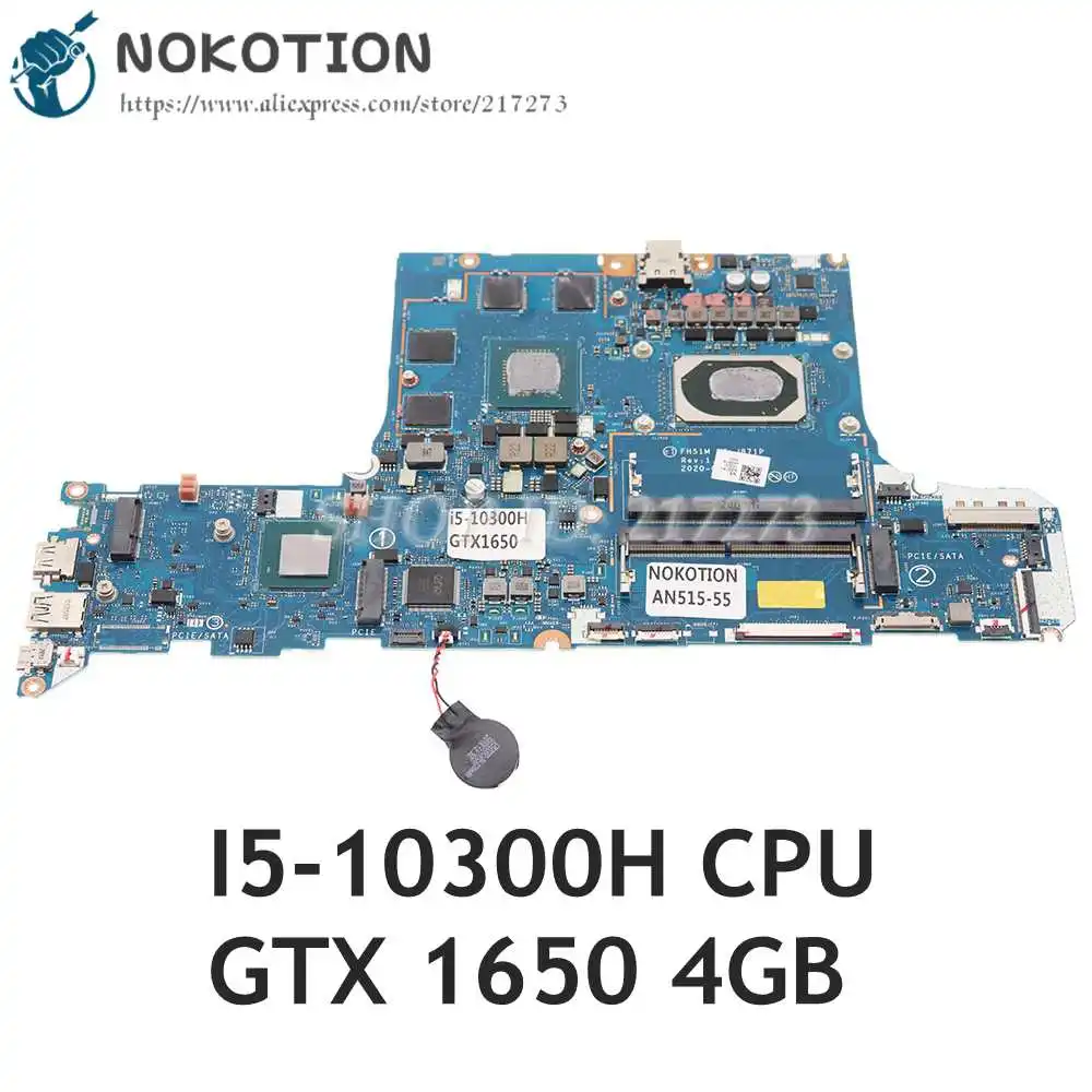 NOKOTION FH51M LA-J871P REV 1B NBQ7R11002 NB.Q7R11.002 For Acer AN515 AN515-55 Laptop Motherboard With I5-10300H CPU+GTX1650 4GB