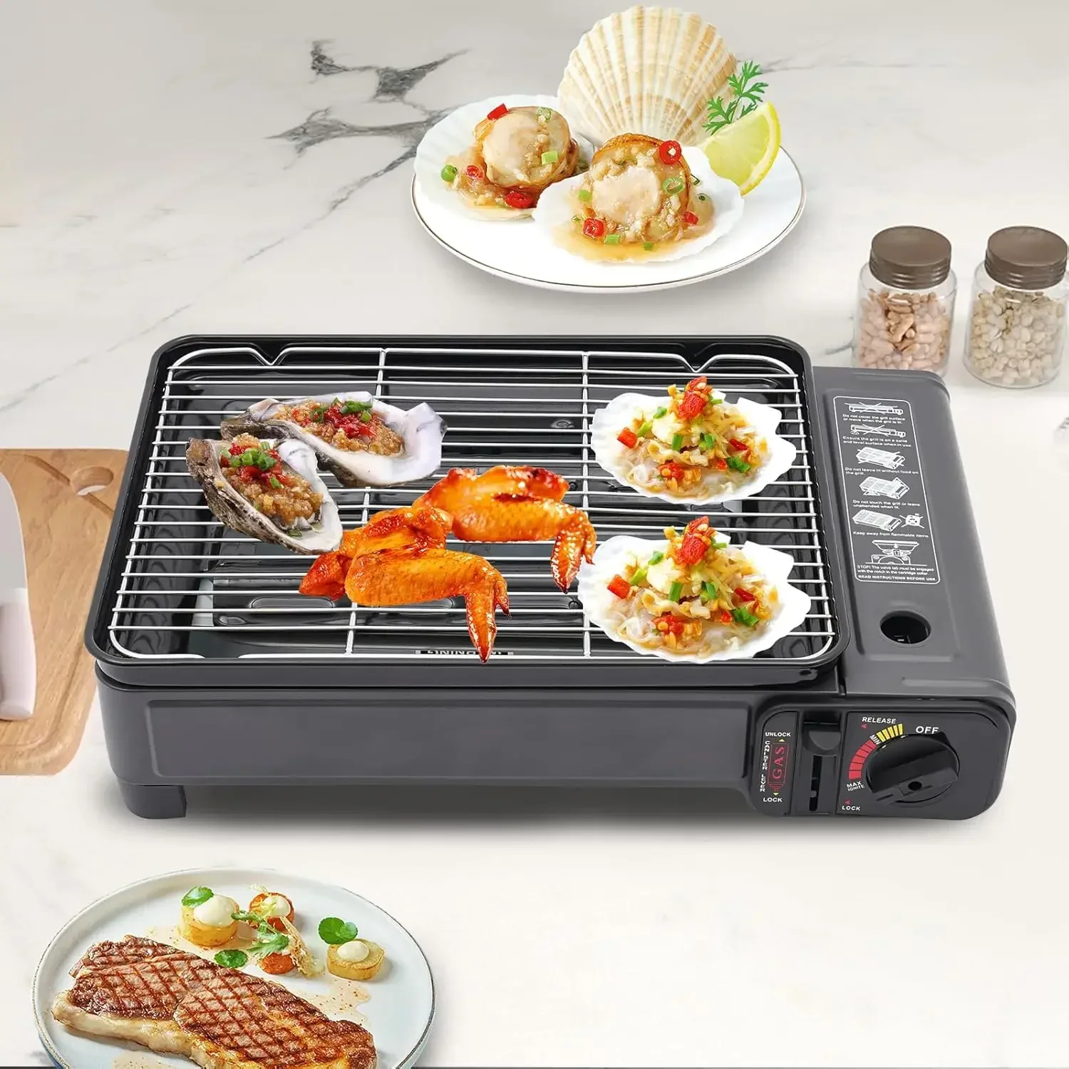 

Портативный настольный гриль, газовый гриль, газовая плита, походная плита с сеткой для гриля для кемпинга, путешествий, треккинга и приготовления пищи на открытом воздухе