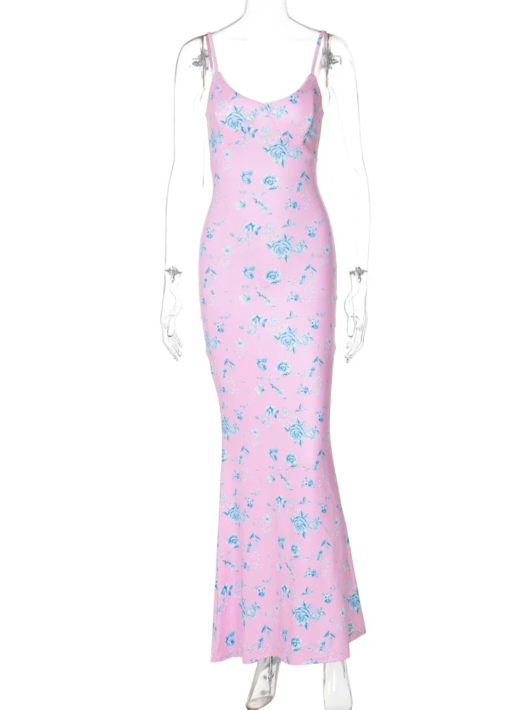 Robe Maxi à Imprimé Floral pour Femme, Vêtements Sexy, Élégants, pour Soirée, Vente en Gros, Été 2024, Livraison Directe