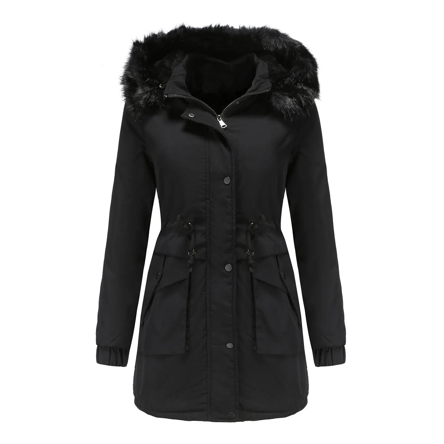 Women's Thickened Overcoat Warm Trendy Winter Fleece Lined Snow Coat Jacket Zip Up Outwear Coats Streetwear