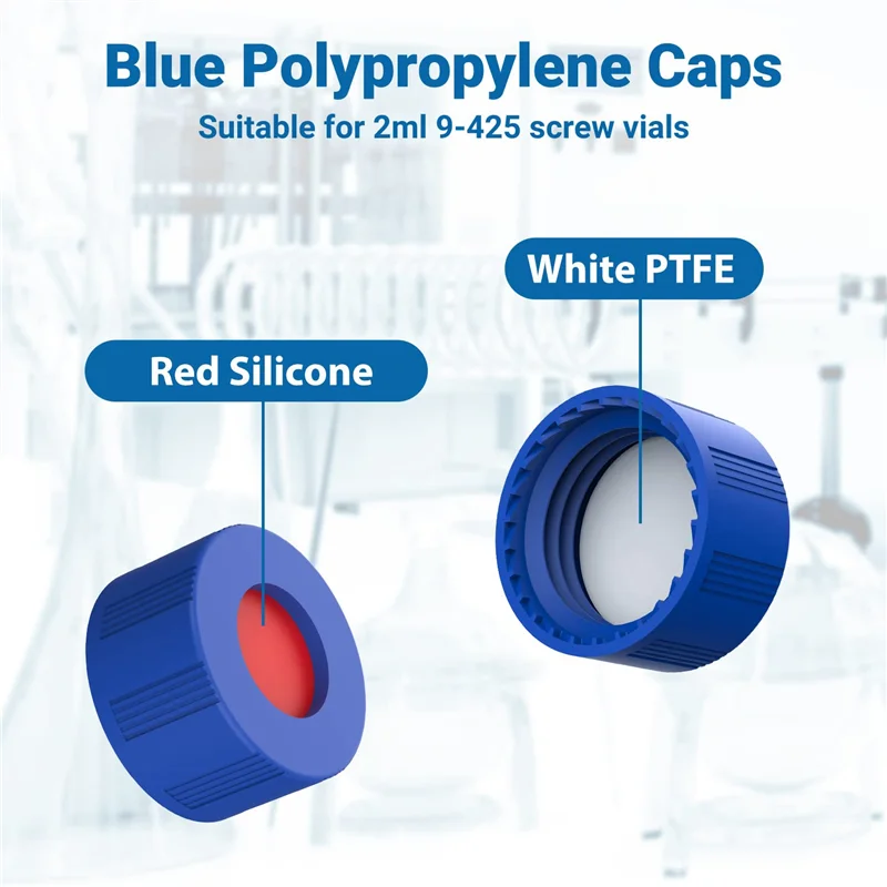Fiale autosampionanti da 2ML confezione da 100 fiale HPLC 9-425 fiale ambrate con tappi a vite blu, Septa bianco rosso