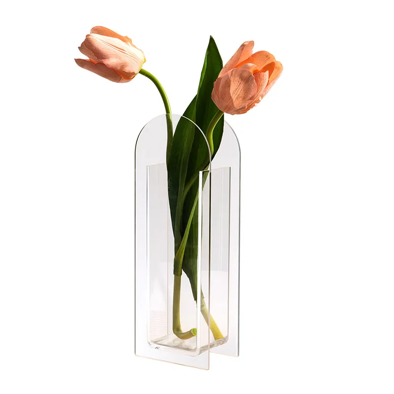 Ins Vase Ornament Acrylic Vase Simple Decoration Transparent Flower Vase Living Room Dining Table Hydroponic Flower Planter
