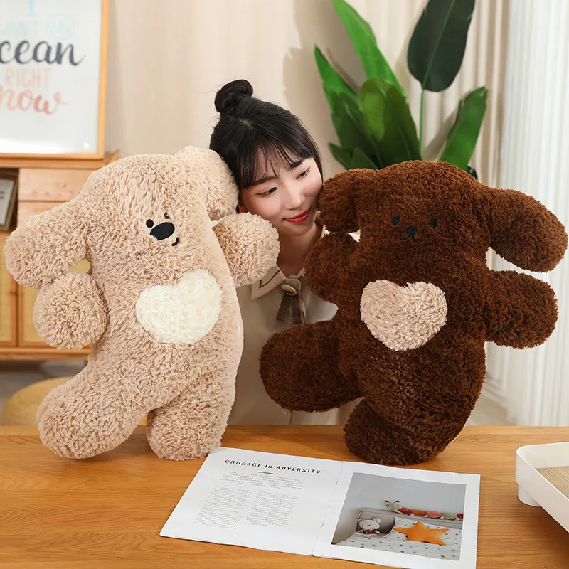 Fun Sleepy Dog Plush Doll Dark Brown Khaki White Dog Plush Toy Pillow Super Soft Home Decor For Boys And Girls Birthday Gift