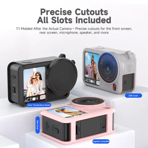 Full Set DJI Osmo Action 6 Silicone Case with Lens Cover, Anti-Scratch Shockproof Protective Cover Skin Accessories