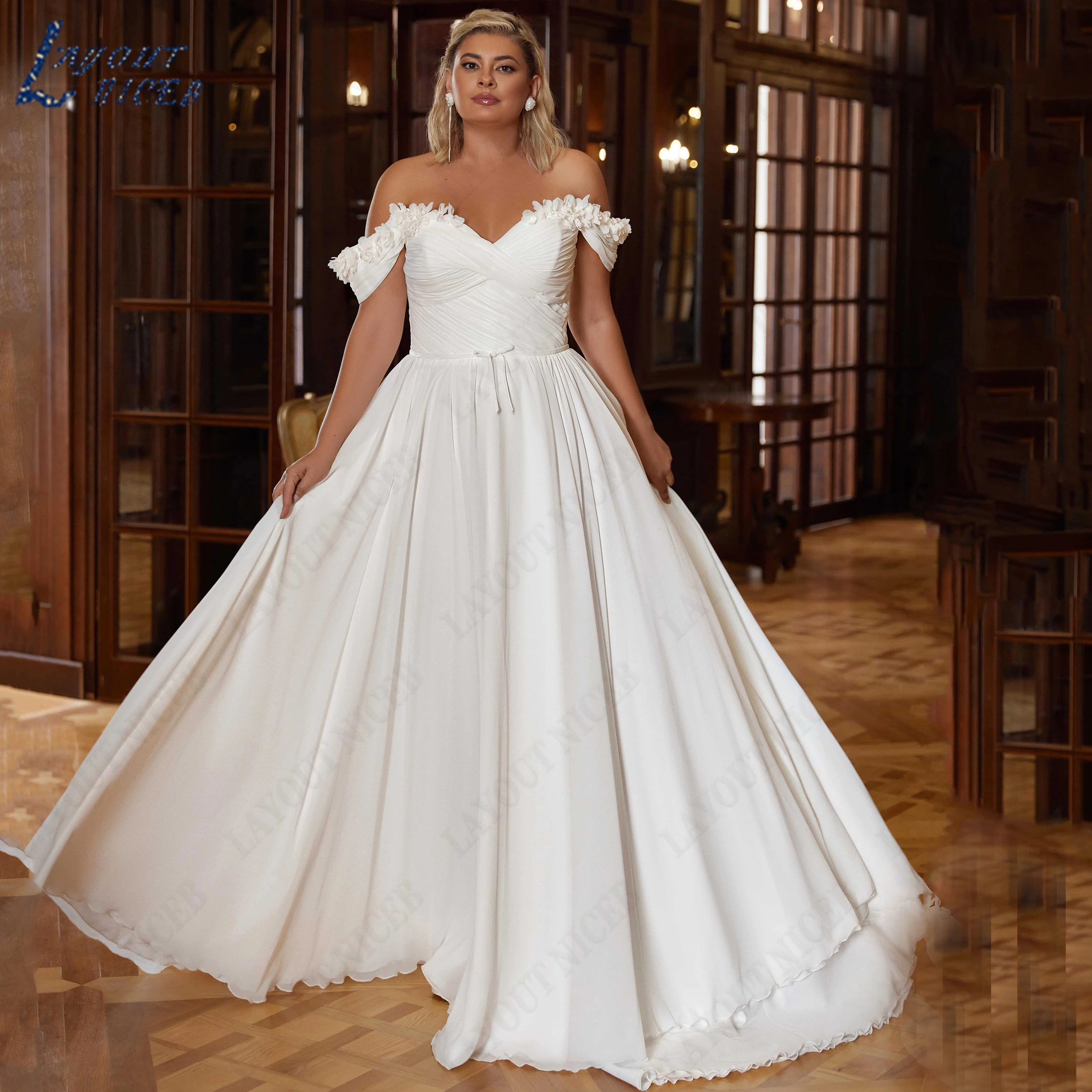 LAYOUT NICEB Chiffon A Line Bridal Dresses Pleated Simple Wedding Gown Off The Shoulder Bride Gowns Customized свадебное платье
