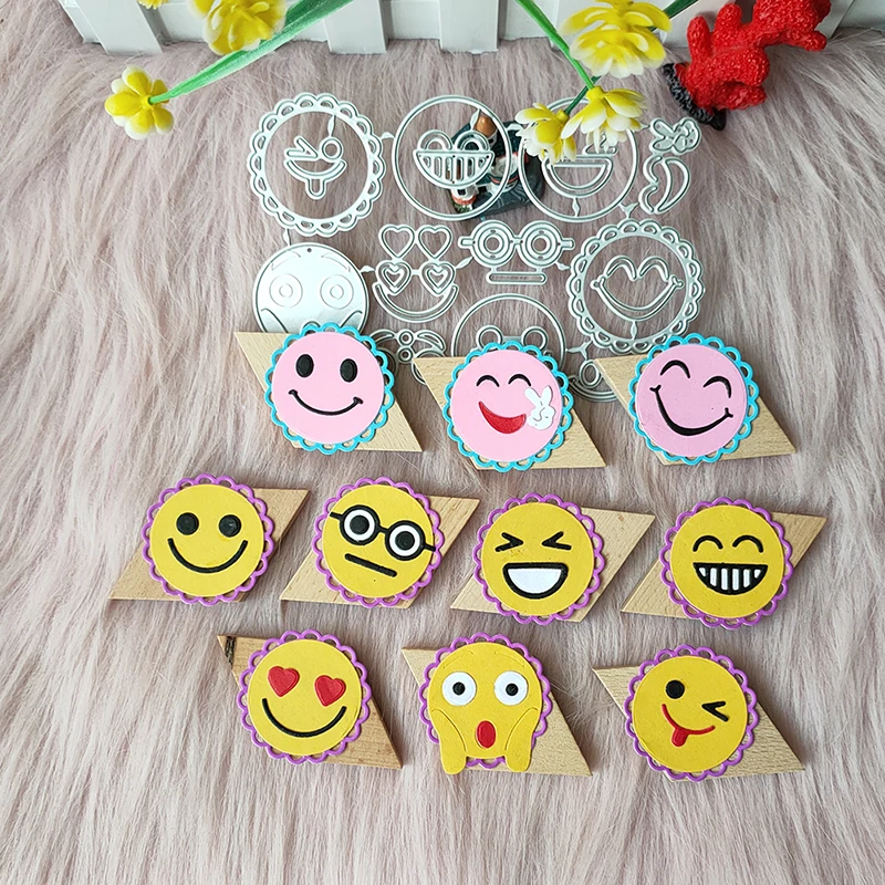 

New 10 Pcs Smiley face metal cutting die mould scrapbook decoration embossed photo album decoration card making DIY handicrafts