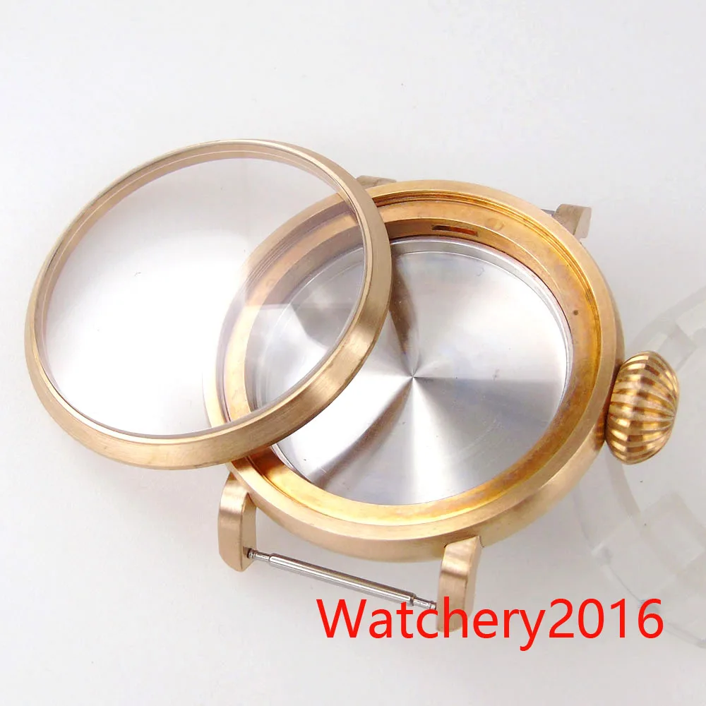 46mm Brushed CUSN8 Real Solid Bronze Case Sapphire Glass Luxury Watch Case Fit NH35 NH36 NH34 Automatic movement