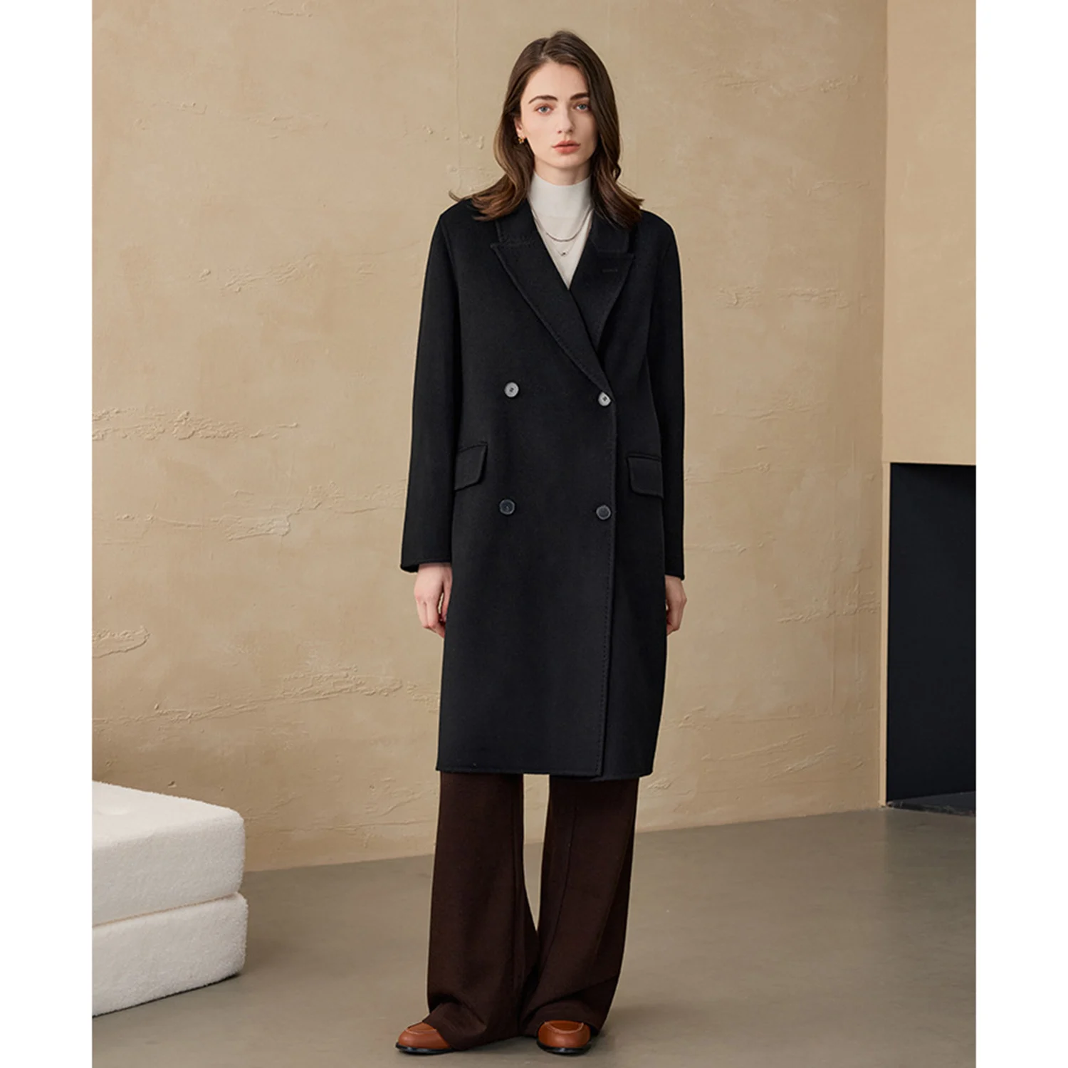 Allingentle Women's Blazer Fashion Long Jacket Big Coat Suit Blazer with Belt for Daily Outfits Customize