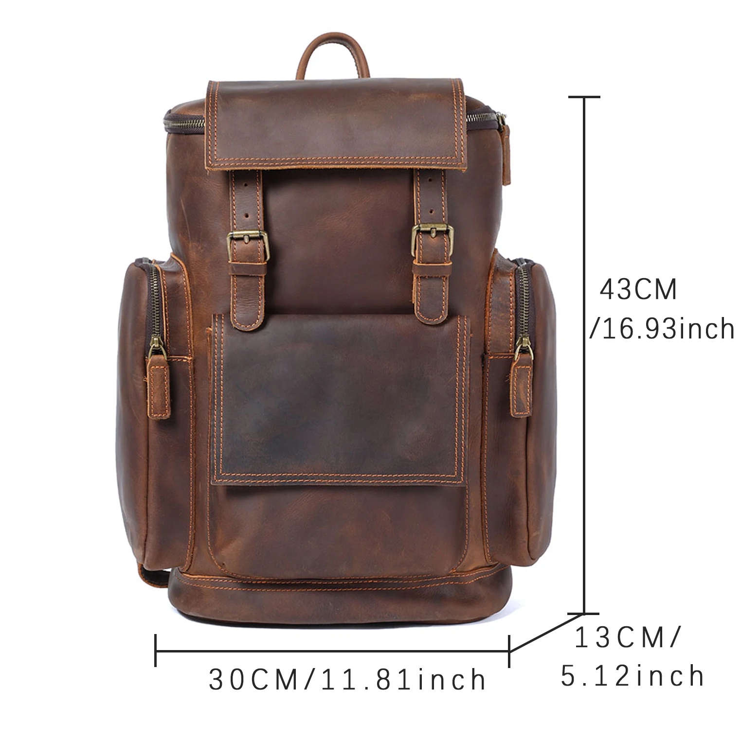 S.WORKER Vintage Echtleder-Rucksack Laptop-Tasche Casual Crazy-Horse-Leder Schultasche Outdoor-Reise-Weekender-Tasche – Detail 3