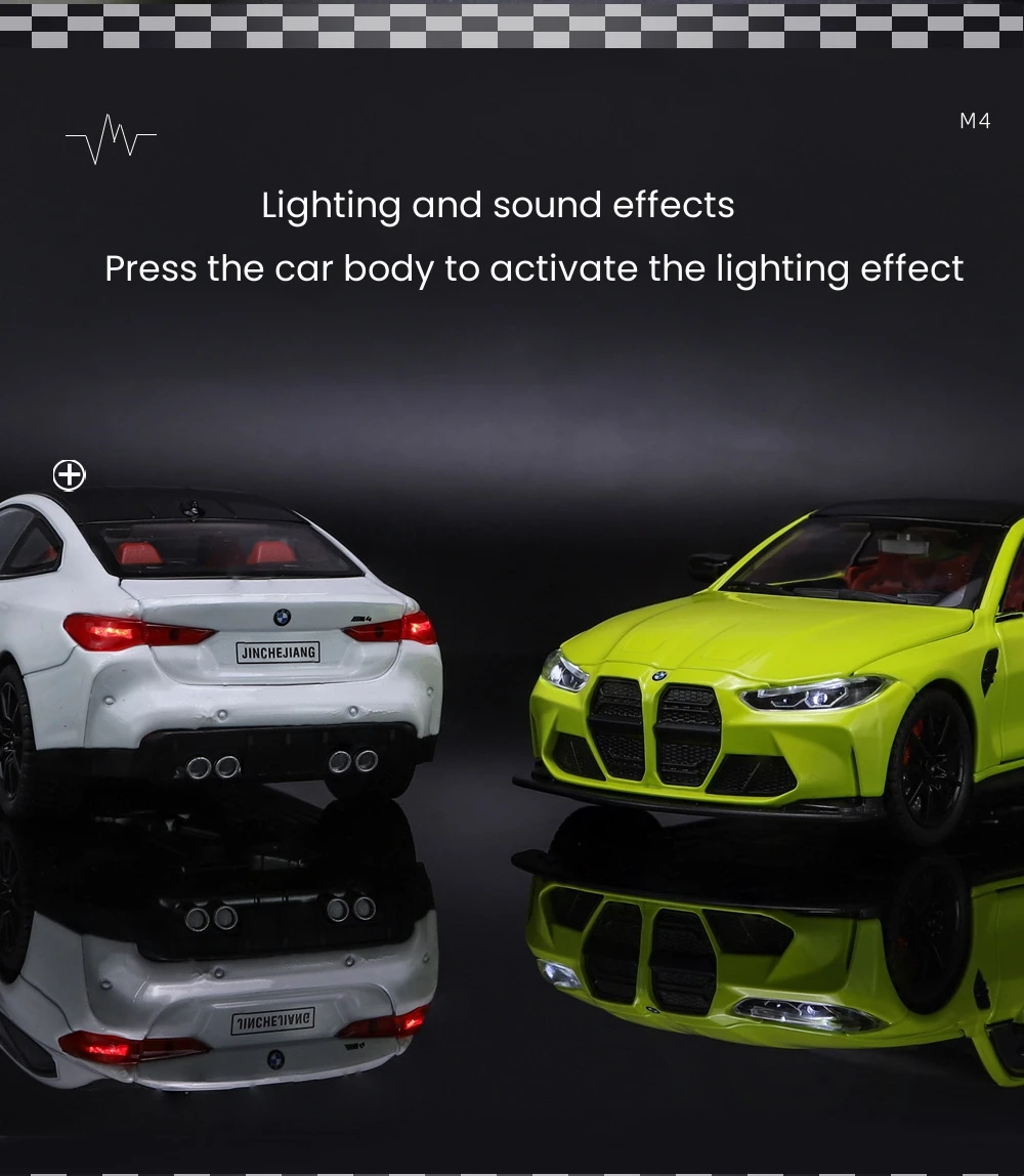 Modellino BMW M4 SUV In Scala 1:24 &ndash; Auto Sportiva In Lega Pressofusa Con Suono E Luci, Giocattolo