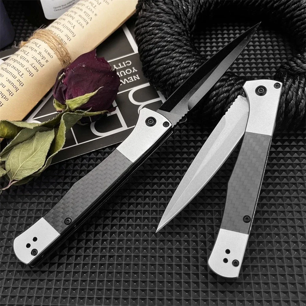 

S90V Steel Camping Pocket Folding Knife - Lightweight Aluminum Handles with Carbon Fiber Inlays, Portable Outdoor EDC Hunting