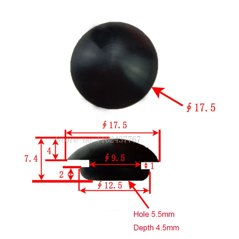 9.5mm High Temperature Resistant Silicone Rubber Sealing Plug Dome Top Silicone Rubber Snap-on Hole Plugs Curved Rubber Plug