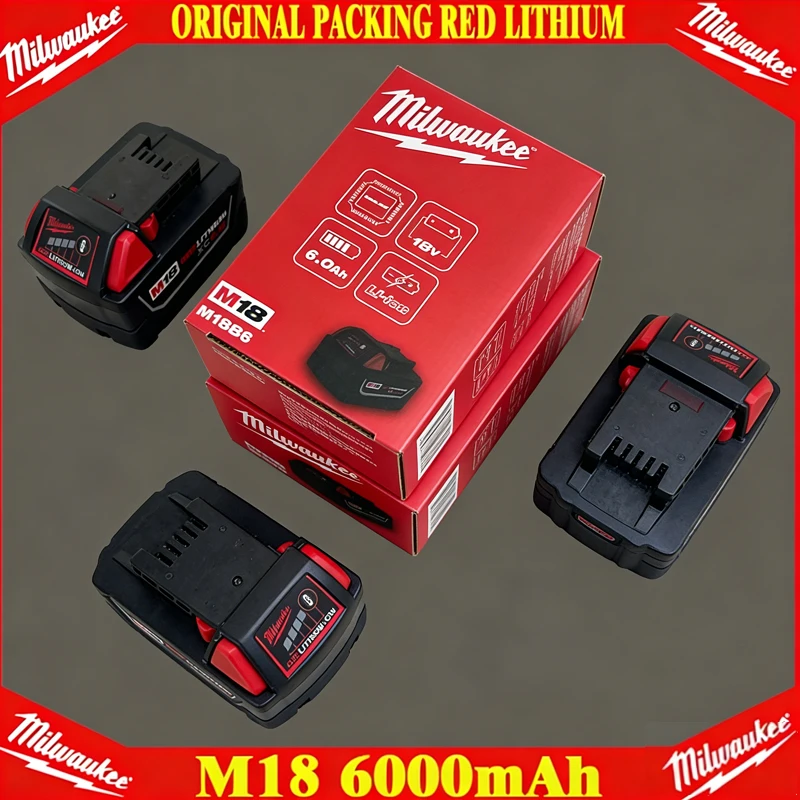 

Оригинальный аккумулятор Milwaukee M18 6000 мАч 18В (M18B6, M18B5) для электроинструментов Milwaukee, литий-ионный, перезаряжаемый