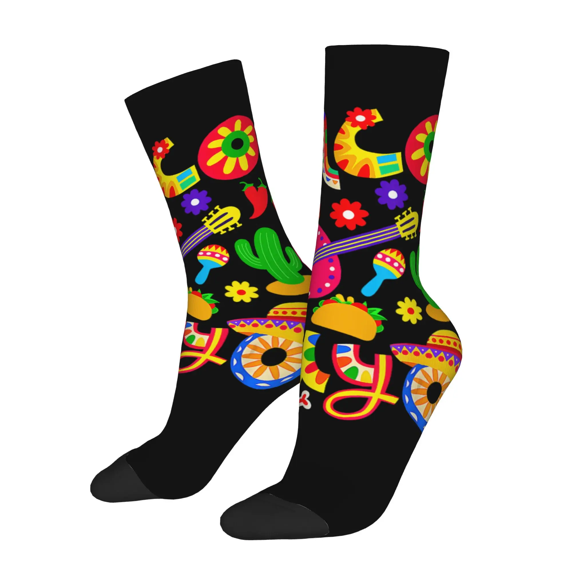 1 Par de Calcetines con Estampado de Hip Hop Vintage Cinco De Mayo, Calcetines Mexicanos para Fiesta del 5 de Mayo, Calcetines Unisex para Hombre, Calcetines con Estampado Harajuku Cinco De Drinko