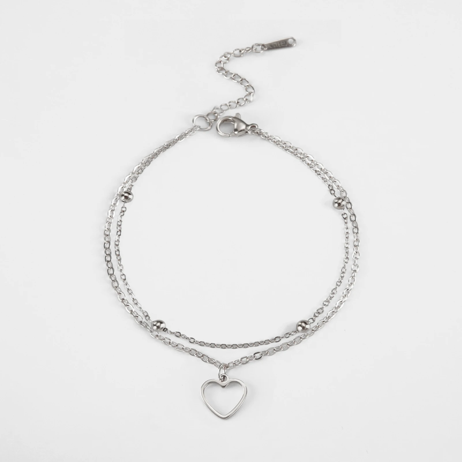 Kkjoy Einfache Edelstahl Silber Farbe Hohl Liebe Herz Weibliche Fußkettchen für Frauen Bein Armband Kette Schmuck Geschenk Für Mädchen – Detail 14