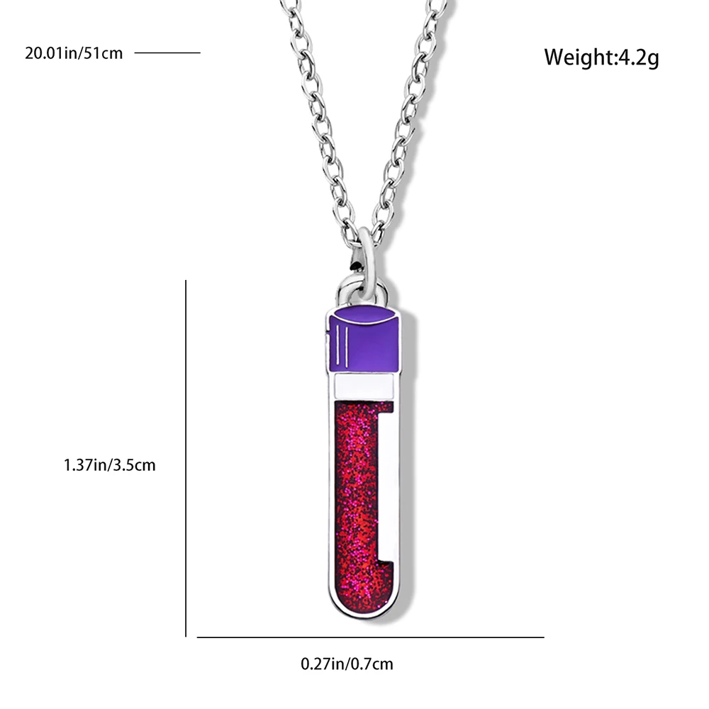 Medical Blood Vessel Reagent Enamel Pendant Necklace Novel Medicine Series Pattern Design Sweater Chain Jewelry Gifts for Doctor