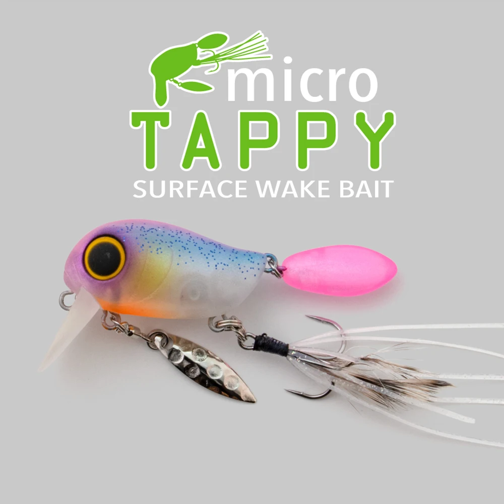 

Jackall MICRO TAPPY 54mm 4.8g Floating Topwater Lure - Metal Sound Plate for Trout Bass Ultralight Fishing with Weedless Hooks