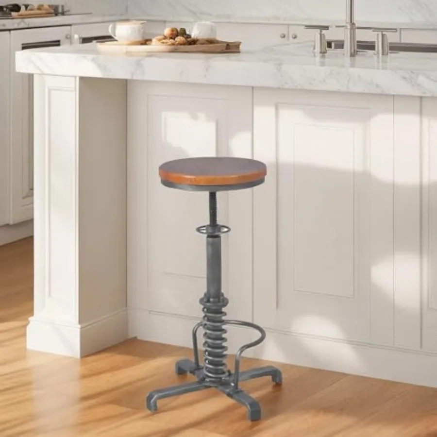 

Industrial Bar Stools 24-28inch Counter Height Adjustable Vintage Kitchen Island Chair Farmhouse Guitar Stool Rustic Breakfast
