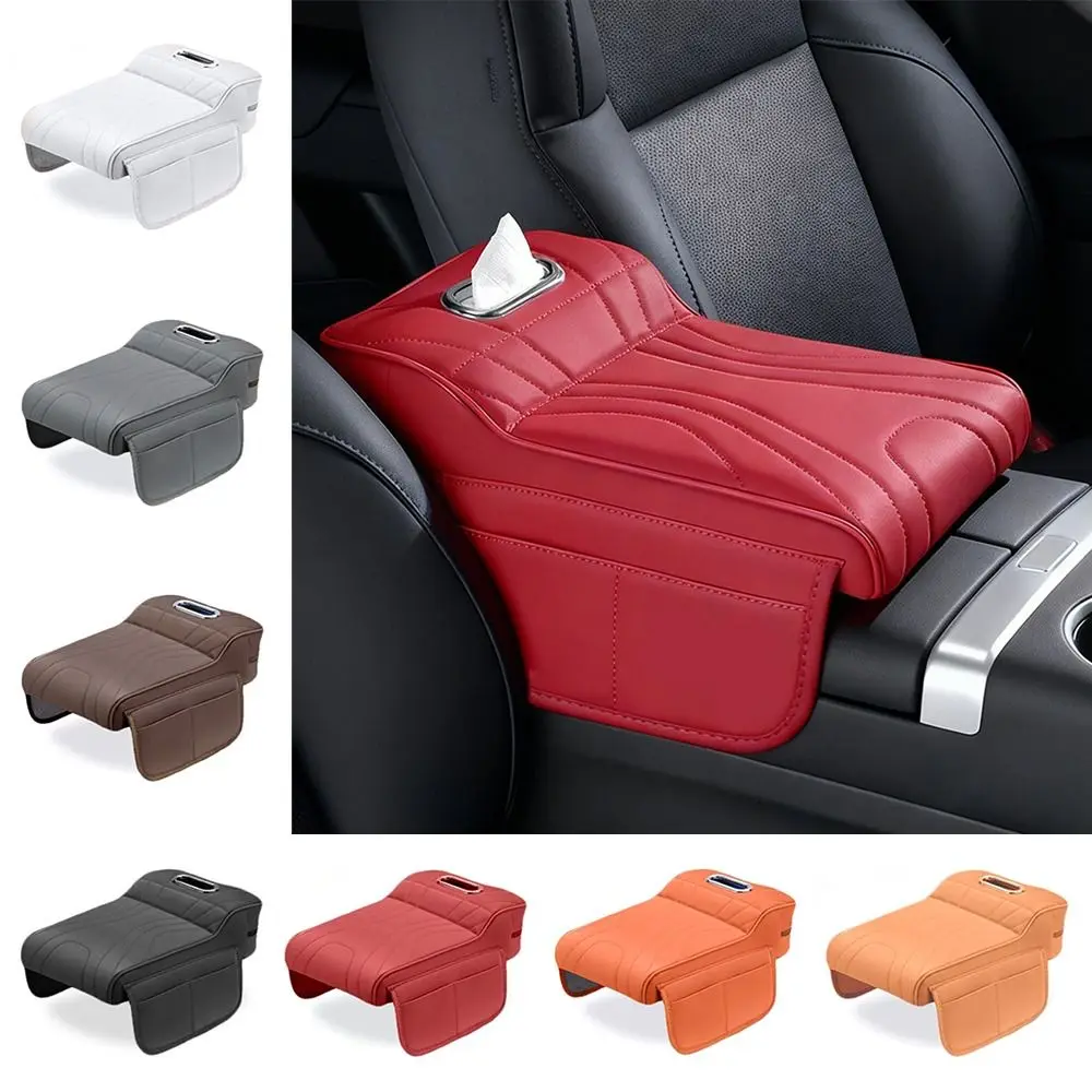 

Memory Foam Car Armrest Booster Pad Comfort Cushion with Storage Pocket Height Increase Pad PU Leather Universal