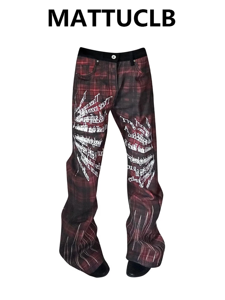 

Женские джинсы-клеш в клетку, готические Cyber Punk Abi Y2k, японские темные джинсы Academy Bootcut, длинные брюки в стиле Харадзюку, джинсовые брюки