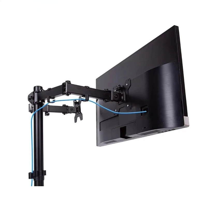 Height Adjustable Tilt Dual Monitor Desk Mount With Cable Management Function For Double PC Display Screen Bracket