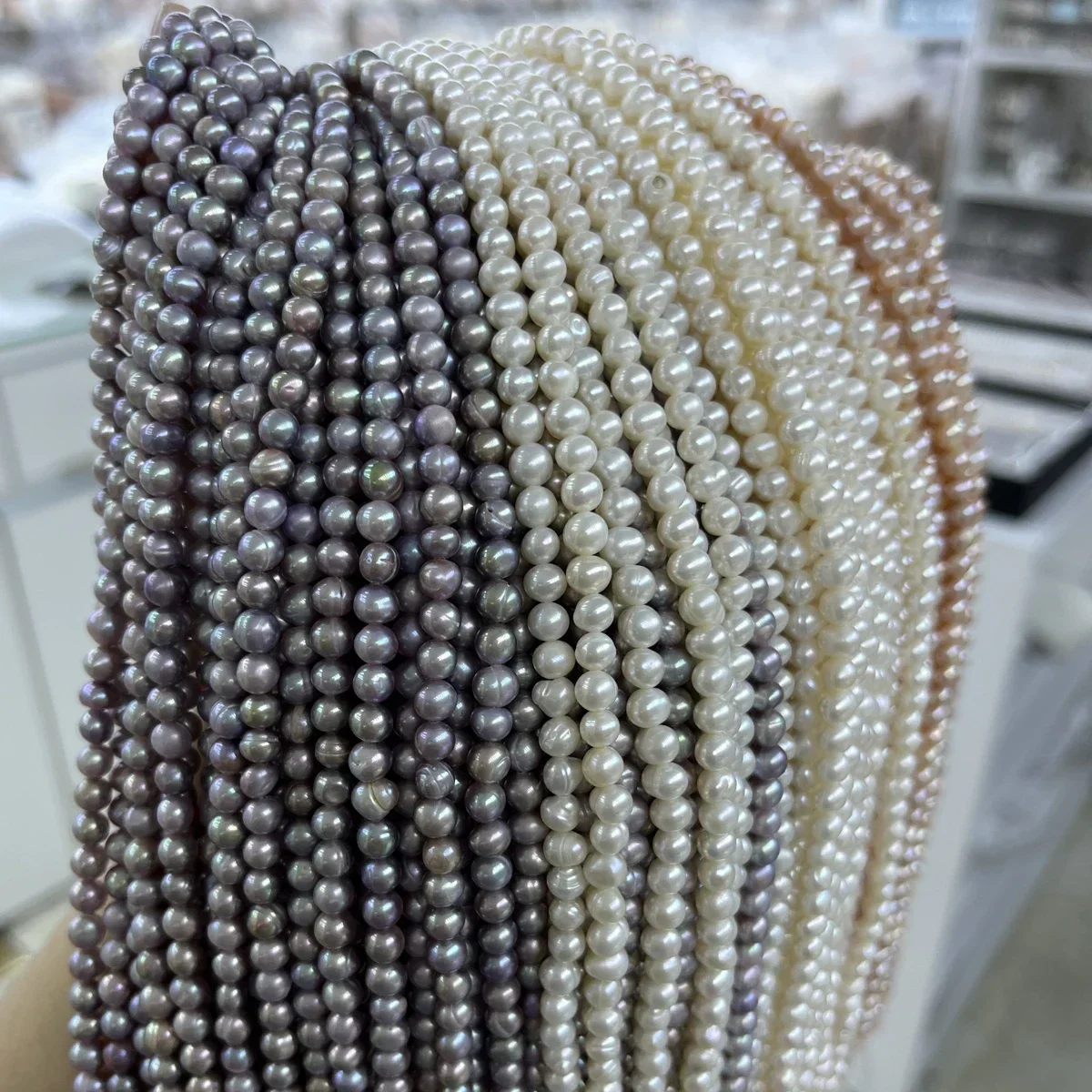 

Natural Freshwater 5-6mm Near Round White Purple Orange Pearl Bead Jewelry Make DIY Necklace Bracelet Accessories Wedding Gift