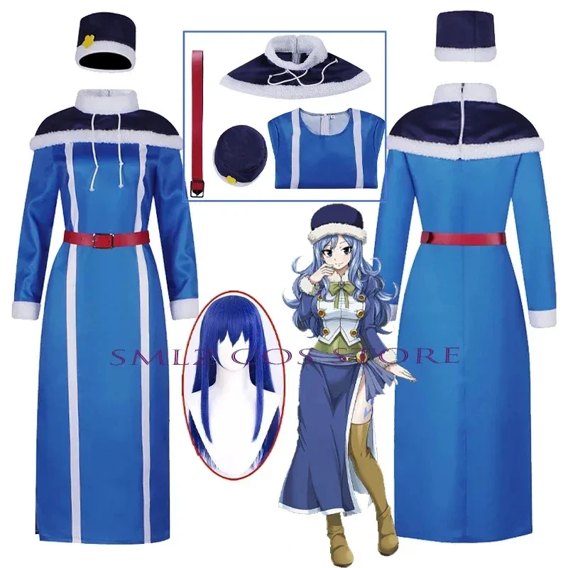 e,4;v'6\k/ Lockser Cosplay Anime Fairy Tail Costume Blue Dress Juvia Uniform Hat Prop Wig Set Halloween Party Out5;g'8.n/3\ view 4