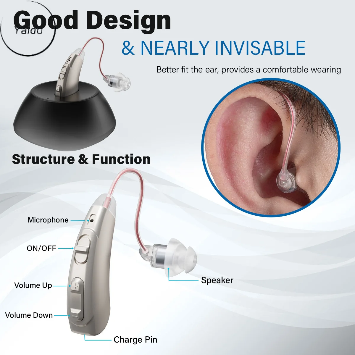 1pc-bluetooth-補聴器アンプ磁気吸引充電補聴器軽度から中程度の損失サウンドアンプ
