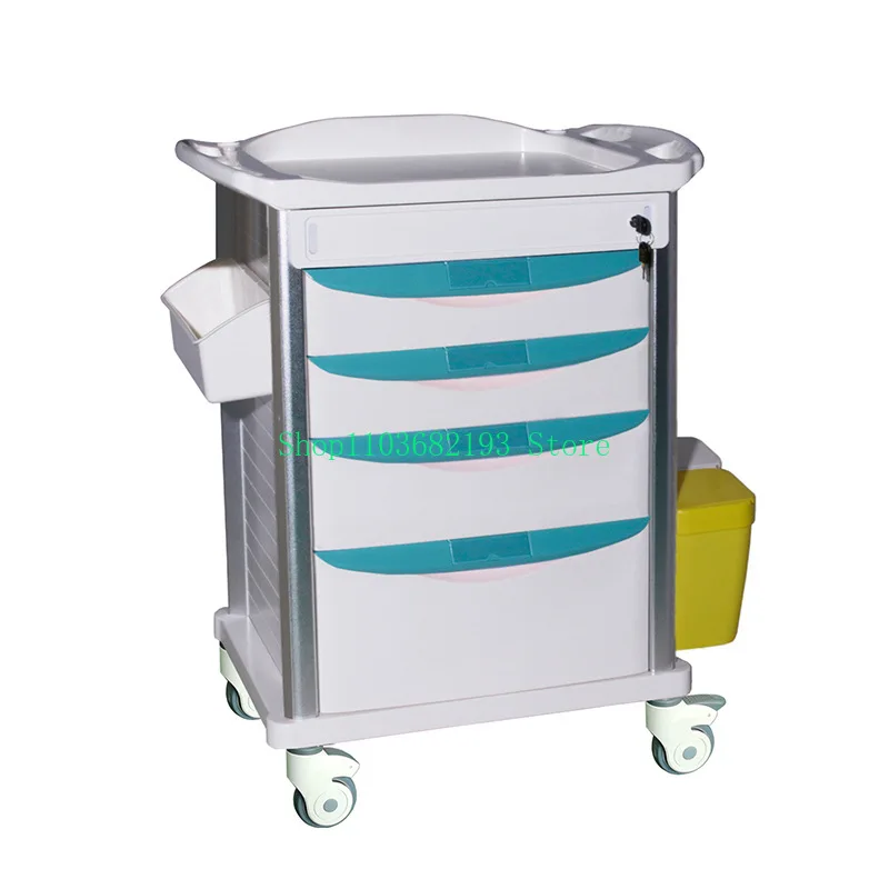 Treatment Trolley Thickened ABS Material Silent Casters Transport Medicine Durable Plastic Trolley