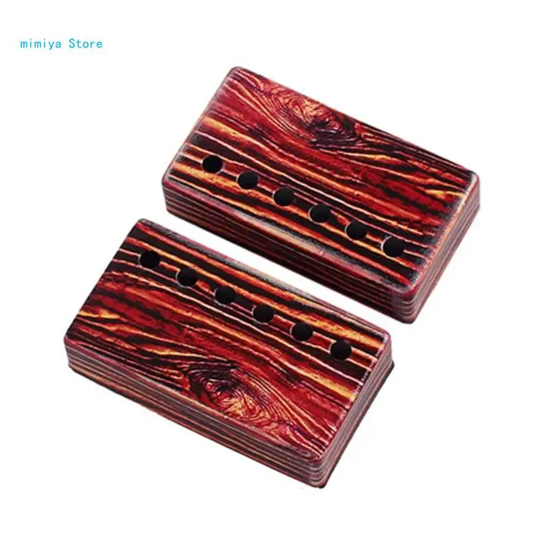 

pipi 2Pcs Colorful Red Grain Print Neck Bridge Humbucker Pickup Cover 50/52mm Rod Spacing for LP Electric Guitar