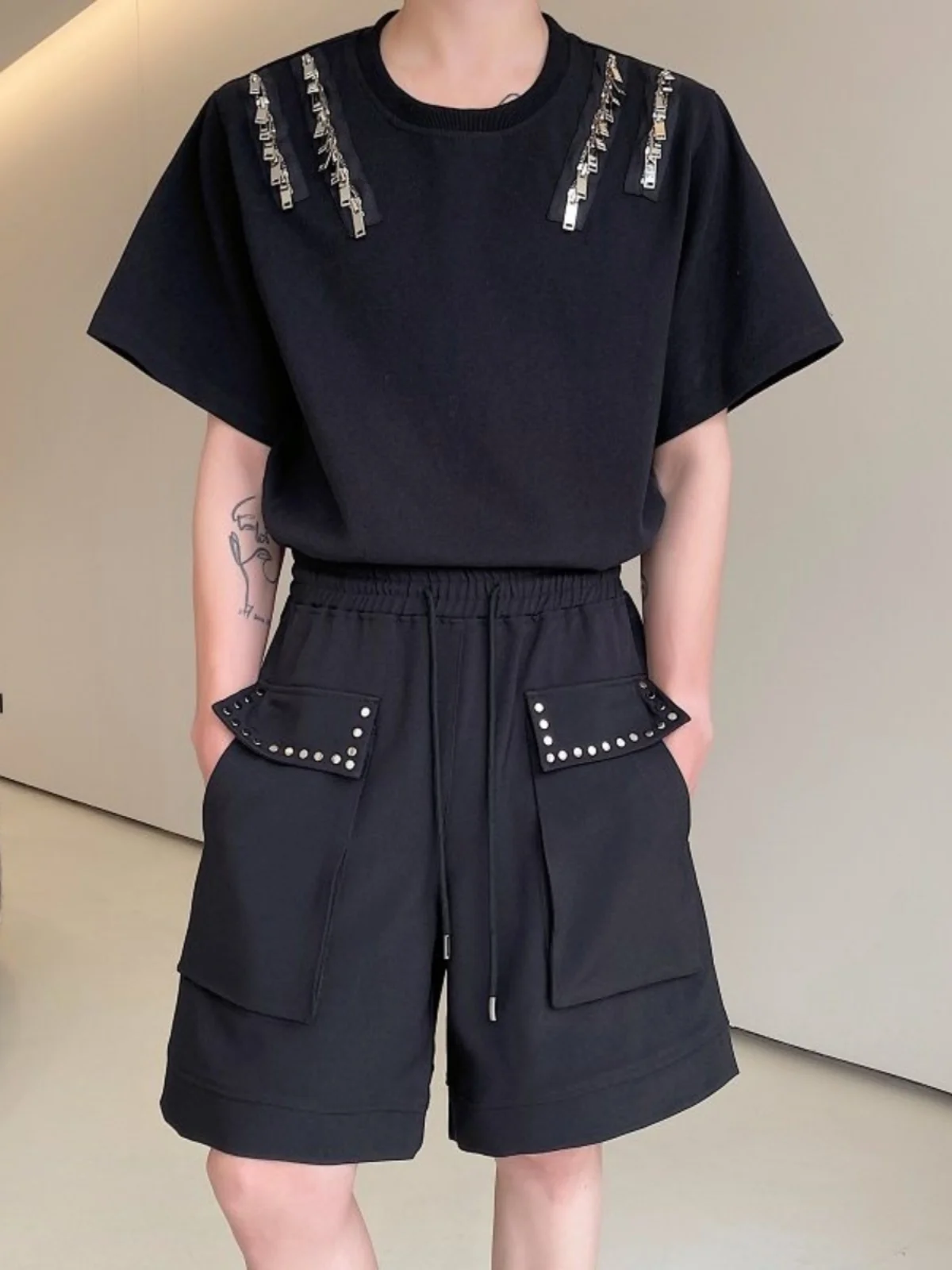 

Summer New Wide Leg Loose orts Men's Faionable All-Match Slimming Five-Quarter Casual Straight Tube Pants Multi-ket