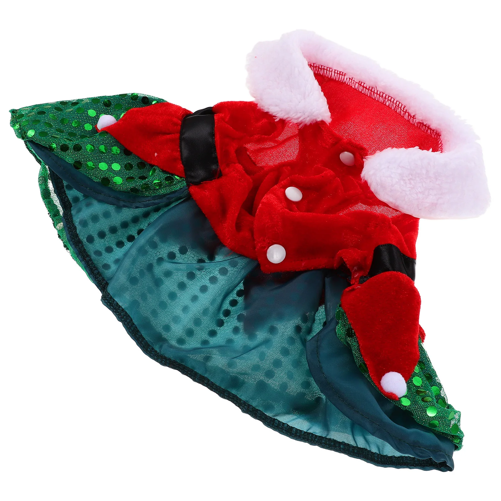 

Christmas Pet Dress Red Sequin Christmas Tree Holiday Outfit for Dogs Cats Festive Xmas Clothes Dog Santa Costume