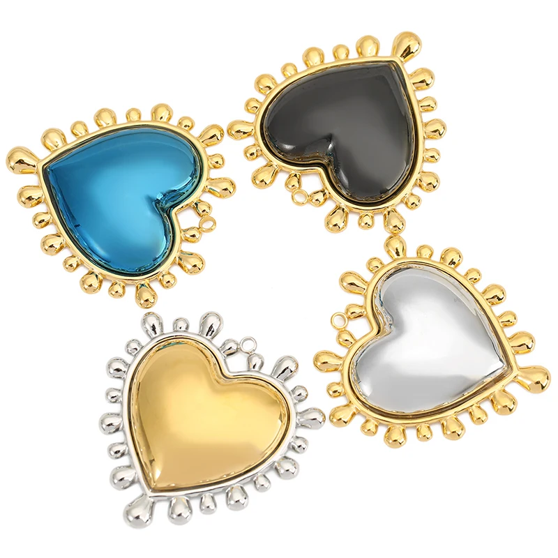 2 قطعة الفولاذ المقاوم للصدأ الحب مجوهرات على شكل قلب المعلقات للقلائد والأساور DIY بها بنفسك صنع المجوهرات الكورية الإكسسوارات #2