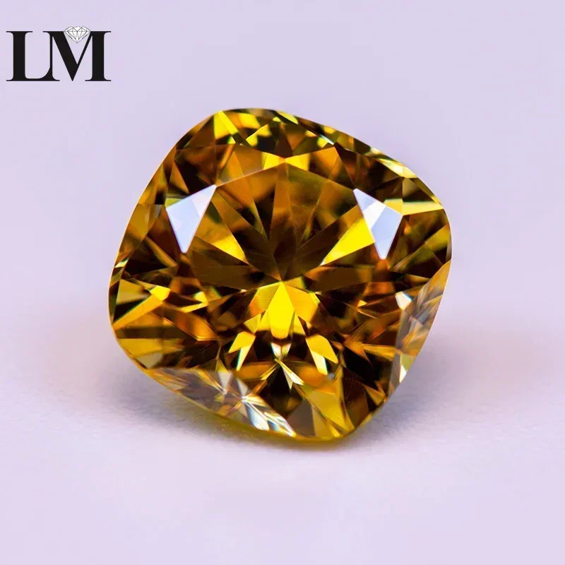 

Оптовая продажа, муассанит, золотисто-желтый цвет, подушка, огранка, лабораторный рост, бриллиант для DIY, подвески, ювелирные изделия с сертификатом, бесплатная доставка