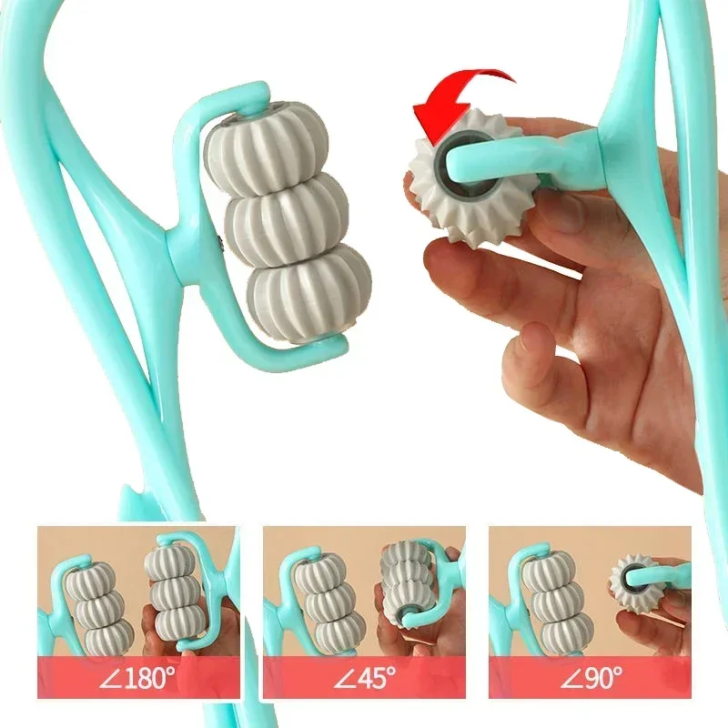 1 قطعة مدلك عنق الرحم ، مشبك رقبة يدوي متعدد الوظائف أسطوانة العجن 6 كرات مدلك استرخاء الكتف والرقبة