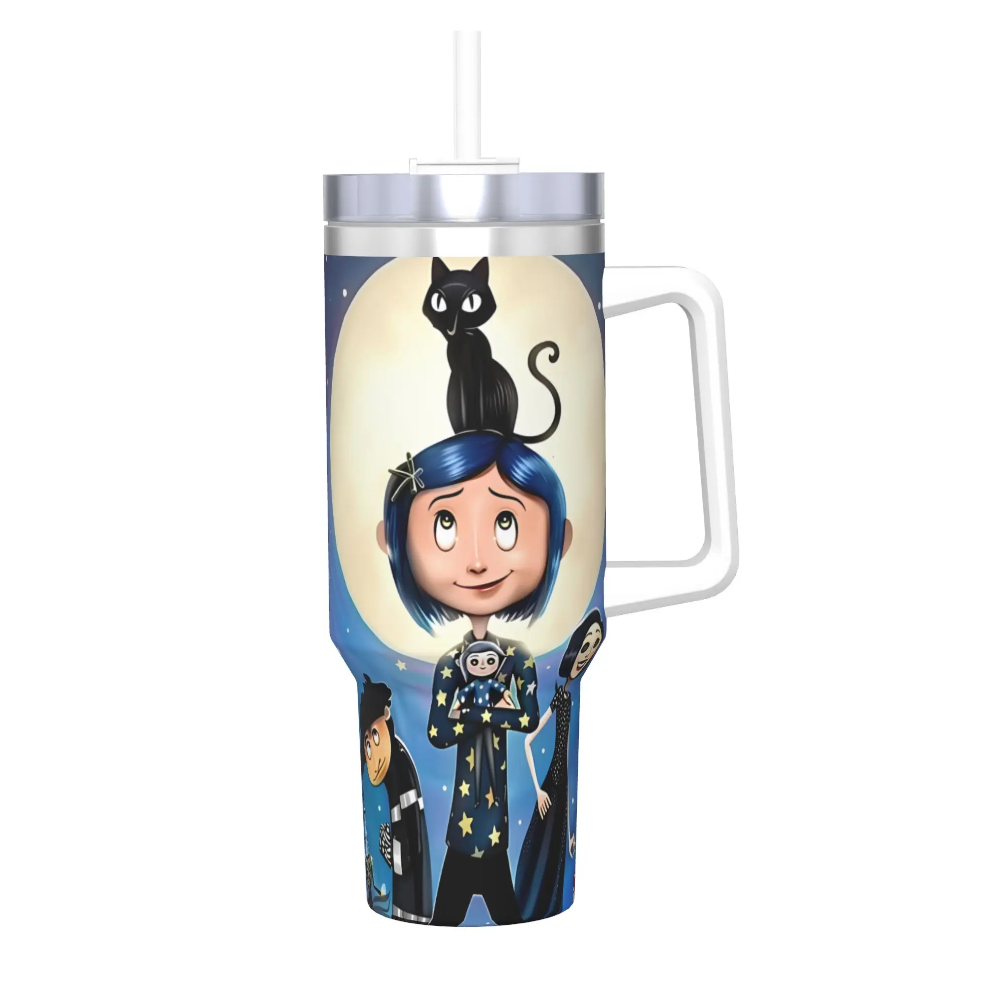 

Stainless Steel Tumbler Coraline Halloween Movie Thermal Mug Keep Heat Cold and Hot Mugs Cup Driving Water Bottle
