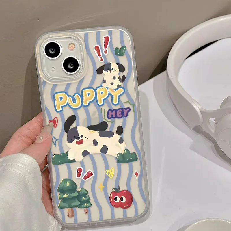 Blue Ripple Spotted Puppy Shockproof Fashionable Phone Case For iPhone 15 Pro Max 14 Plus 13 12 11 XR X XS 8 7 Cover