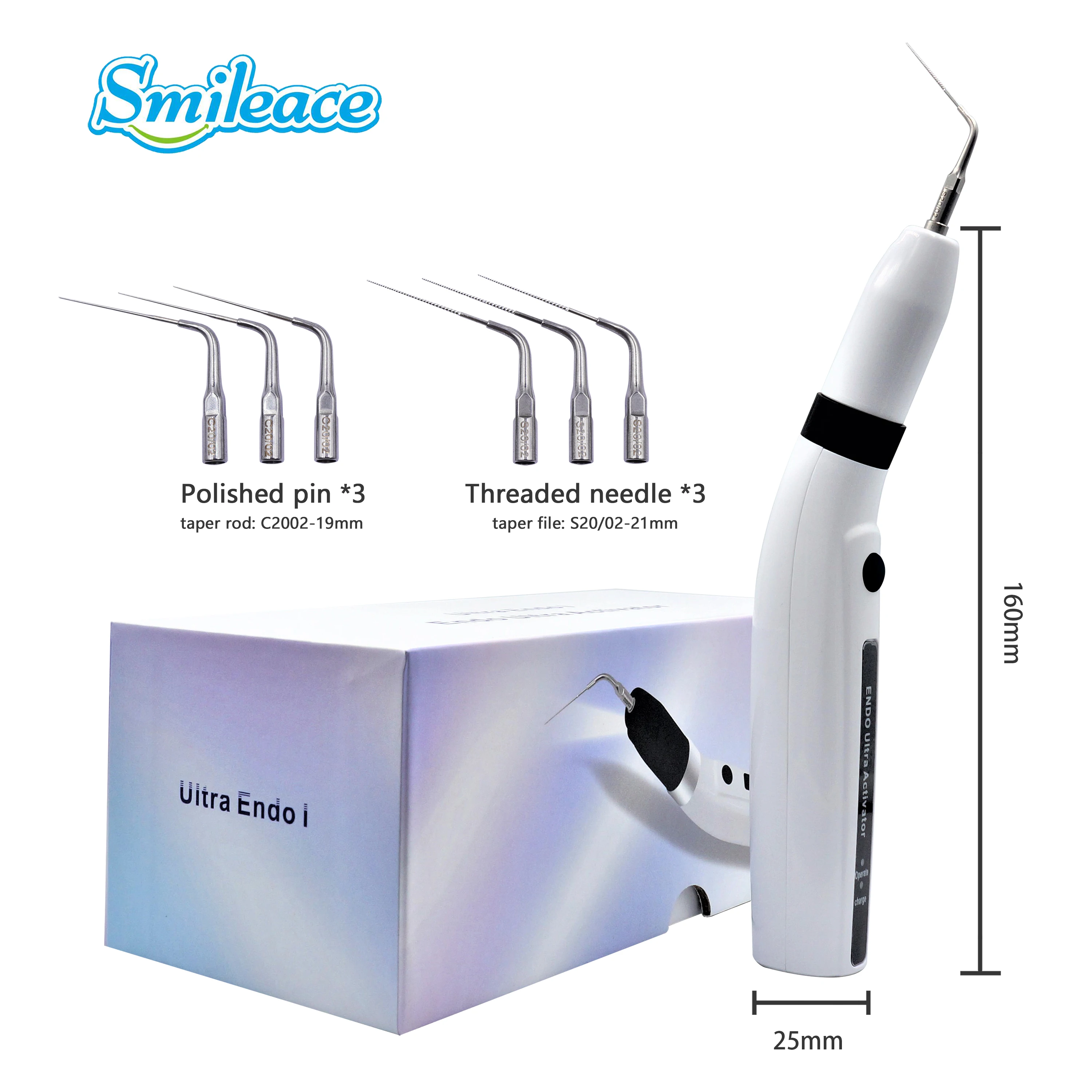 LED Dental Wireless Ultrasonic Activator Endo Ultra Activator Ultrasonic Washing Tooth with 6 Tips Dentistry Tools