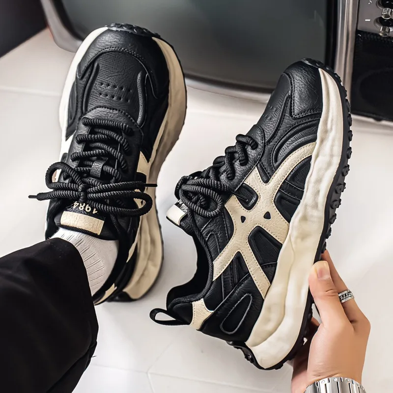 2025 Spring and Autumn New Men's Thick Bottom Comfortable Lace Up Sports Shoes Vulcanized Shoes Men's Casual Running Shoes