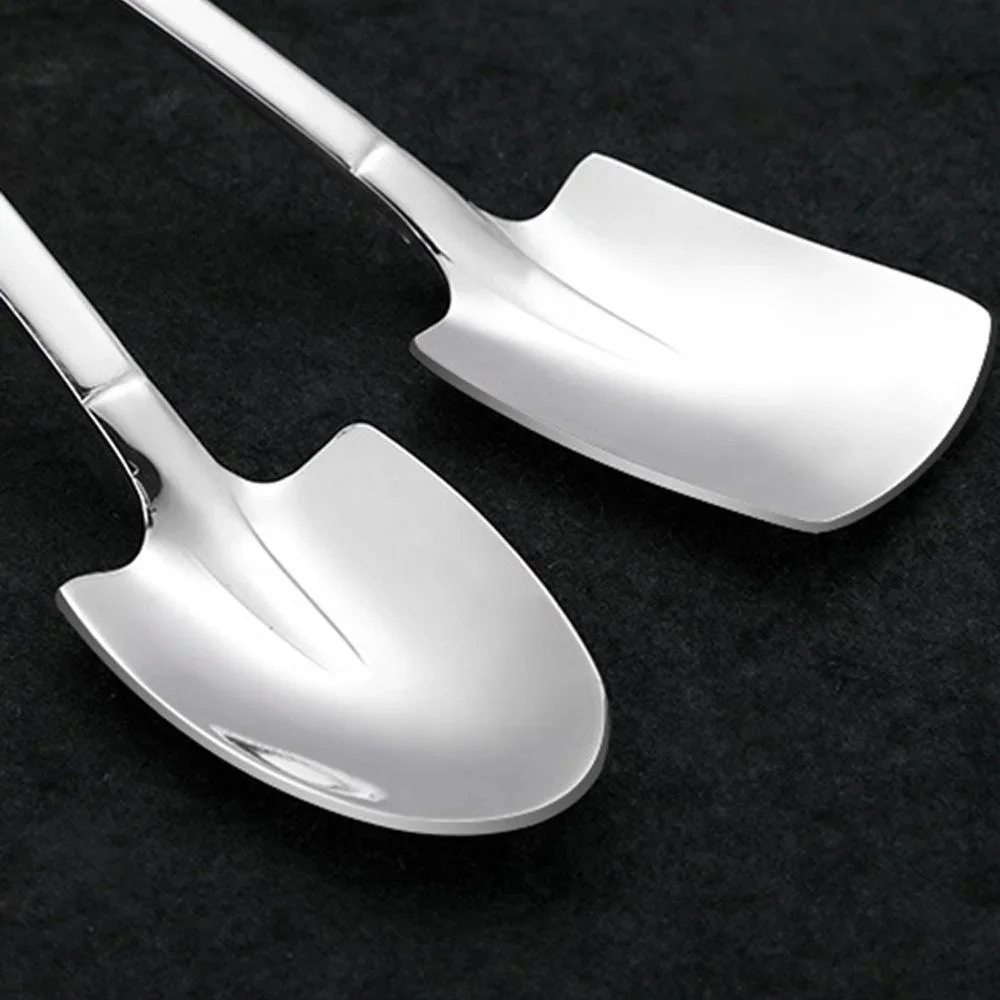 1PC 304 Stainless Steel Retro Coffee Spoon Shovel Ice Cream Spoon Creative Tea Spoon Fruit Forks Fashion Tableware