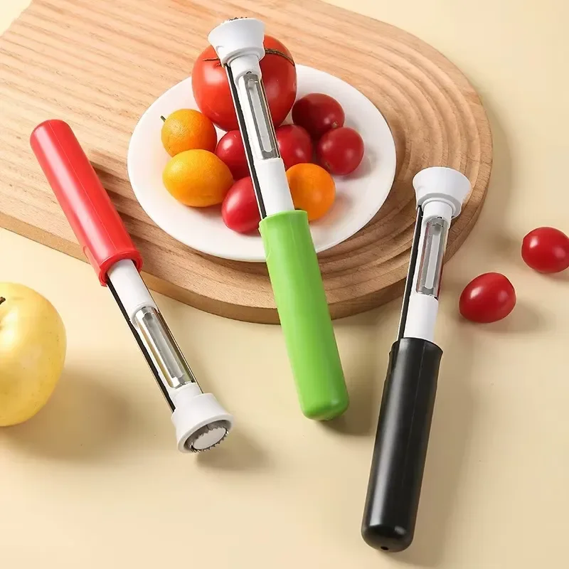 Retractable Fruit Core Remover Apple Pear Corer Stainless Steel Two in One Multi Functional Peeler Kitchen Gadget Tool