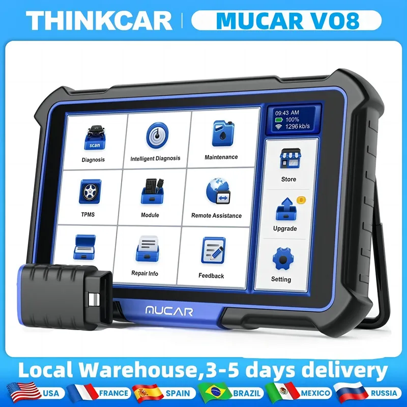 MUCAR VO8 Professional Diagnostic Tool OE Full System OBD2 Scanner 34 Resets Lifetime Free ECU Coding Active Test 64GB Car Tools