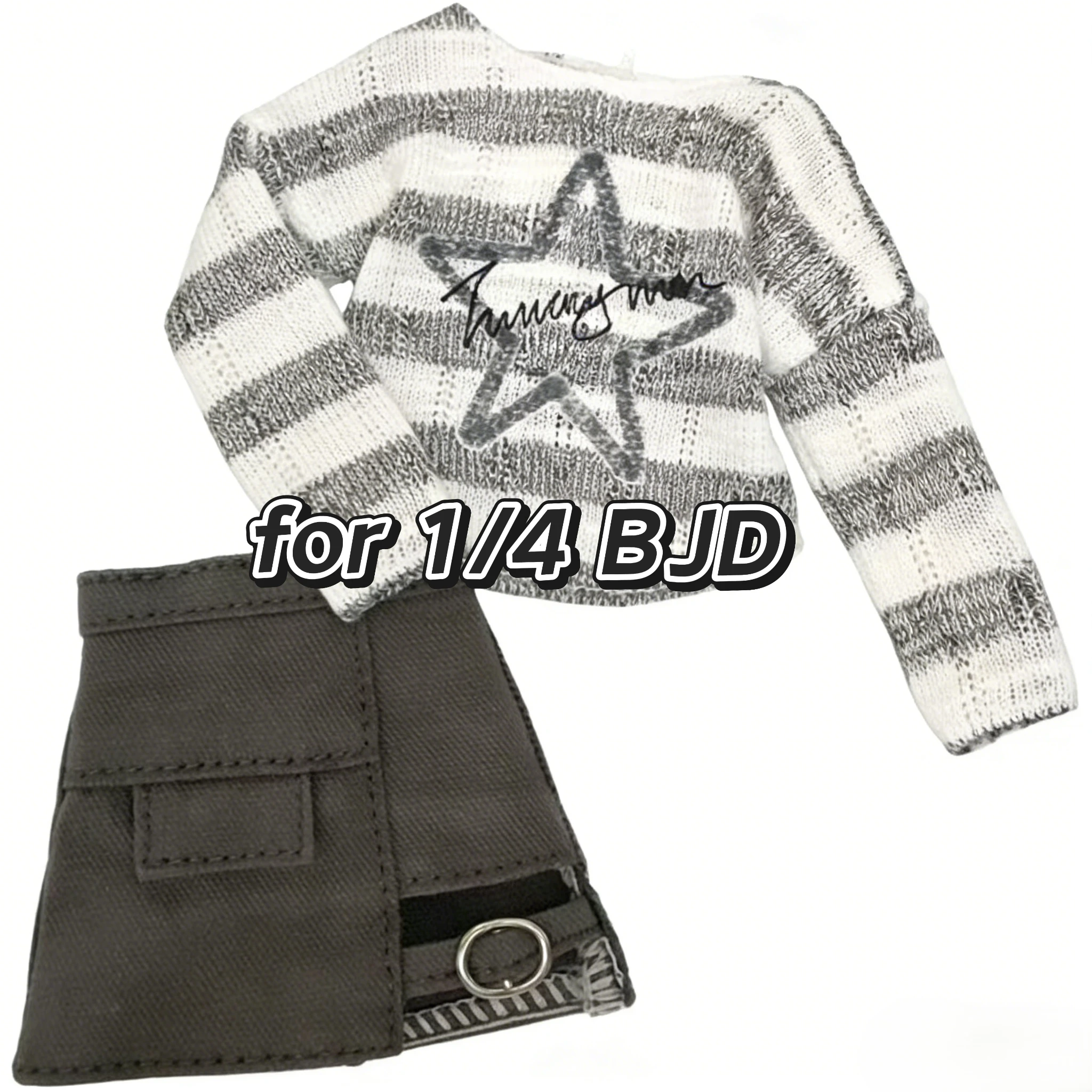 1/4 BJD Doll Clothes Baby Clothes Knitted Tops Striped Clothes Star Patterns And Short Skirts With Exposed Legs