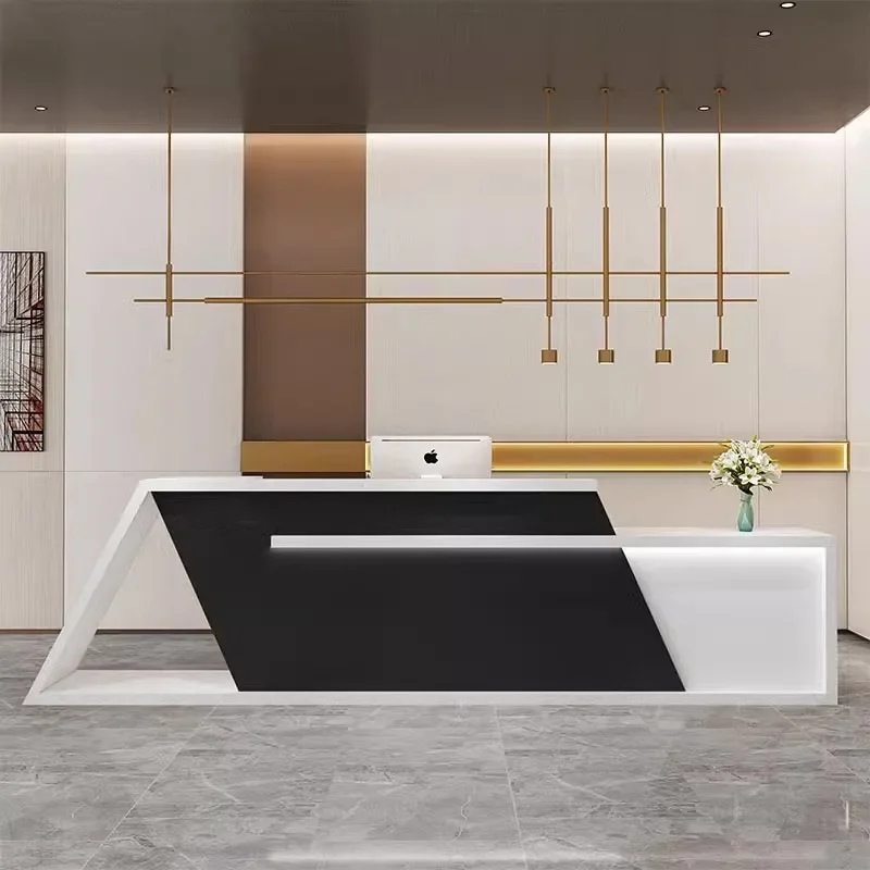 White Lectern Office Desk Reception Modern Office Wooden Podium Register Shop Counter Bar Retail Kassentisch Shop Furniture